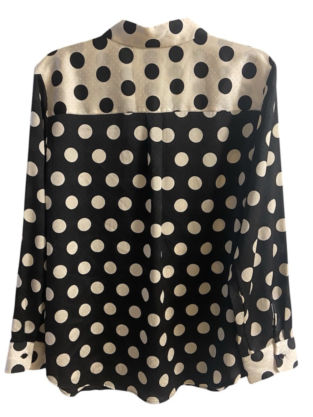 Chico's Polka Dot Long Sleeve Blouse Embroidered Floral Accent Large - Picture 3 of 8
